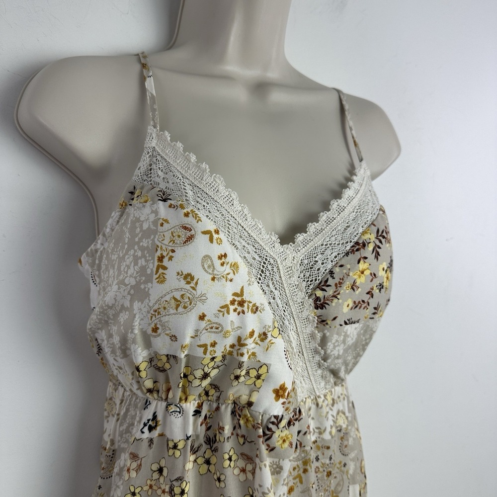 Y2K No Boundaries Smocked Floral Babydoll Top Cottagecore M Aystemtrical Fairy - Picture 2 of 11
